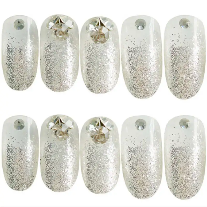 Свадебные искусственные ногти со стразами, прозрачные, обнаженные, полное покрытие, накладные ногти с дизайном, Овальные, короткие, Im, прессованные, для невесты, пресс на ногти
