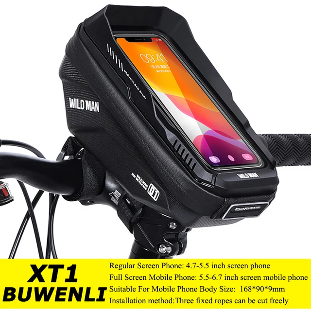 WILD MAN Rainproof Bicycle Bag Hard Shell Bike Front Bag Touch Screen Cycling Bag 6.7 Inch Phone Case Bag Bicycle Accessories XT1 BUWENLI