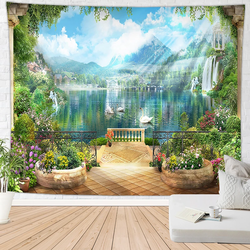 Галерея гобелен с пейзажем морская бухта пляжное одеяло сельский дом Декор дром ковер настенный