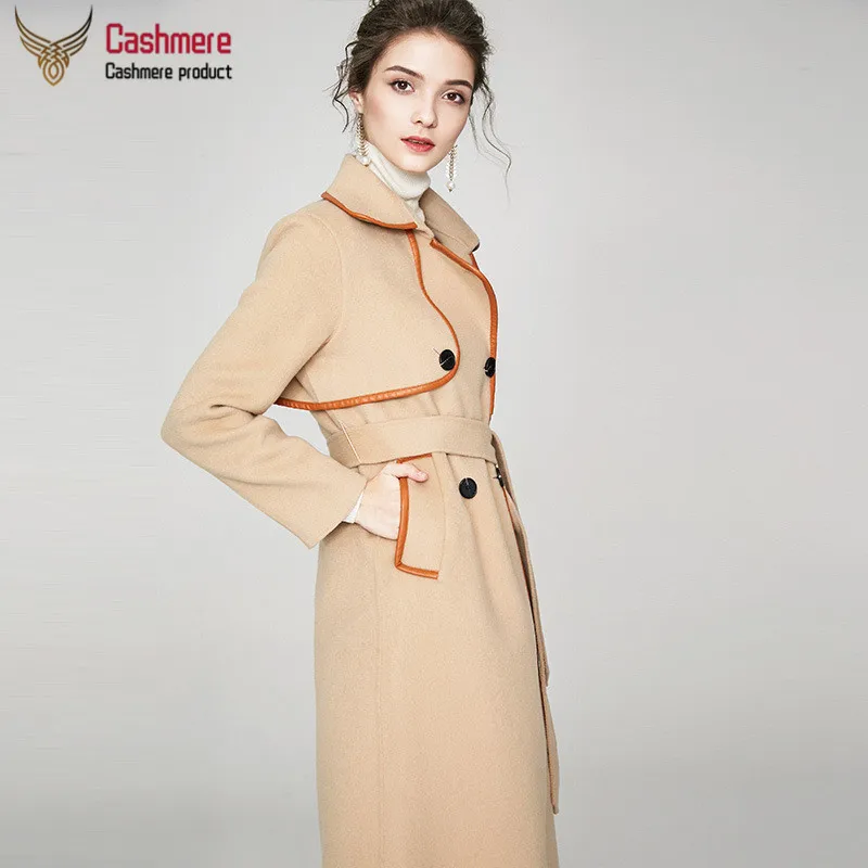 Autumn winter woolen coat female long section Slim wool coat double-sided cashmere coat thickening female fashion coat female