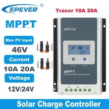 EPever – contrôleur MPPT pour panneaux solaires, 12V/24V, 10a, avec écran LCD rétroéclairé, entrée Max 60V, Tracer1206AN 2206AN