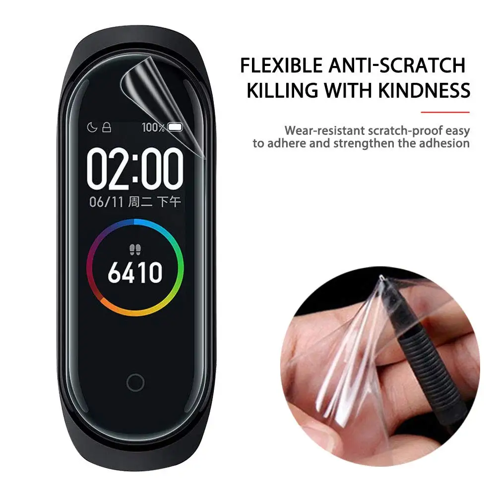 100 шт./упак. пленка для Mi Band 4 Экран Защитная пленка для Xiaomi MiBand 4 смарт-браслет Экран защиты Mi 4 браслет не Стекло