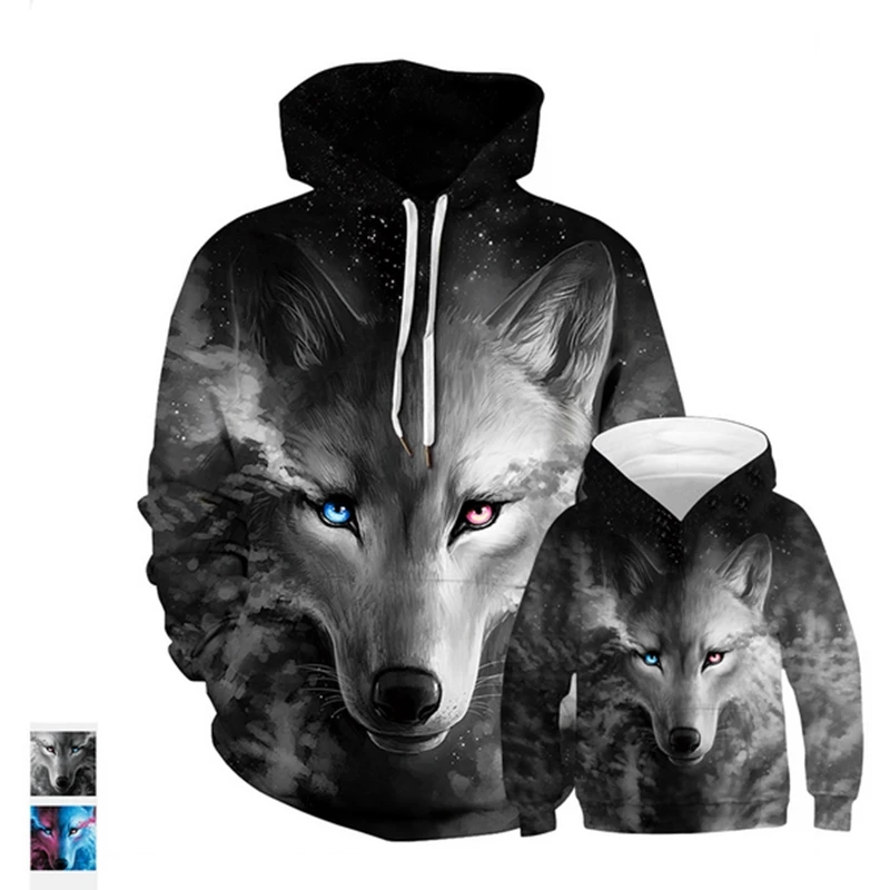 

Daddy and Daughter Mother Son Matching Clothes Wolf 3D Christmas Pyjamas Father Boy Sweater Hoodies Family Look Clothing