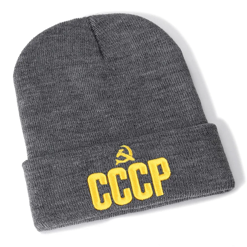Русский, СССР хлопковые брюки, с вышивкой, повседневные шапочки для Для мужчин Для женщин вязаная зимняя однотонная шляпа в стиле хип-хоп головные уборы Skullies шляпа Кепка в стиле унисекс