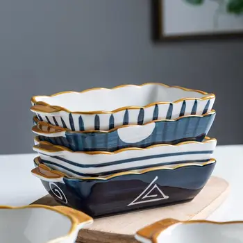 

MDZF SWEETHOME 9/11inch Japanese Ceramic Baking Pan Rectangular Bakeware Dish Oven Baking Tray Kitchen Home Lasagna Pan