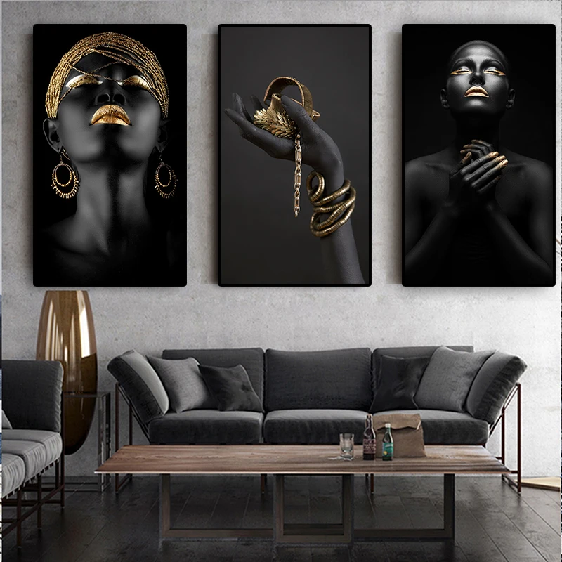 

African Nude Contemplator Woman Black Hand Oil Painting on The Wall Canvas Posters and Prints Art Pictures for Living Room Decor