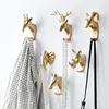 1pc Hanging Hook Animal Head Decorative Hook Deer Elephant Unicorn Rhinoceros Hanger Hook Keys Clothes Hat Wall Decoration Rack 4