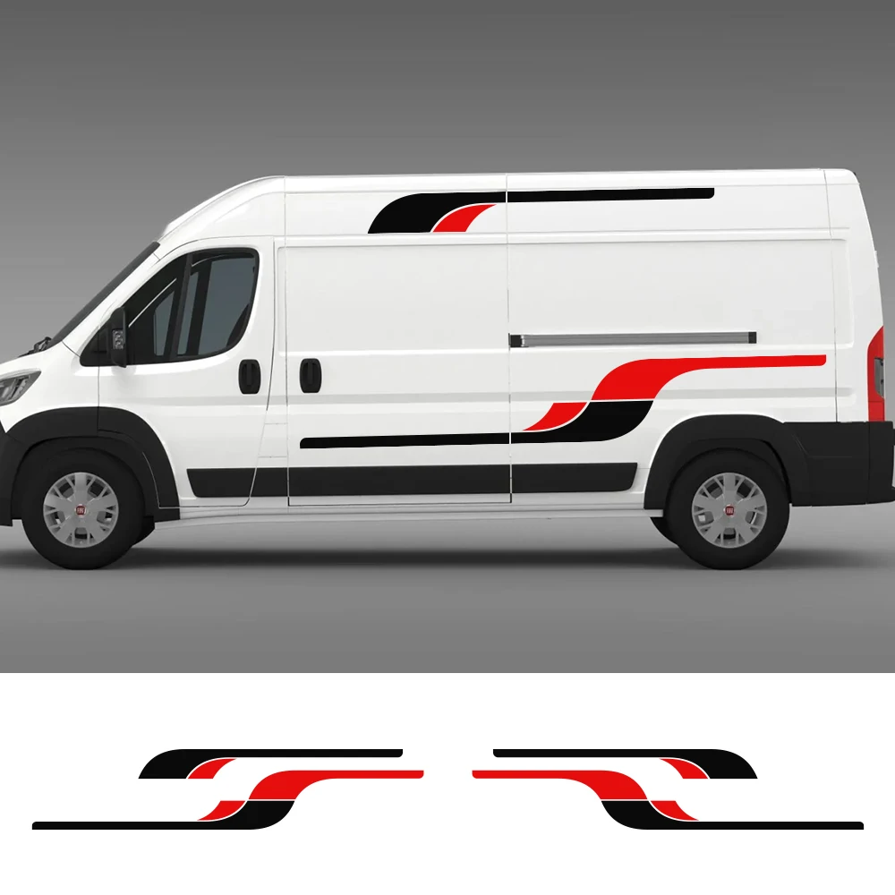 4PCS For Fiat Ducato L1H1 L2H1 L2H2 L3H2 L4H2 L4H3 Car Long Side Stickers Auto Racing Decals Automobile Vinyl Film Accessories