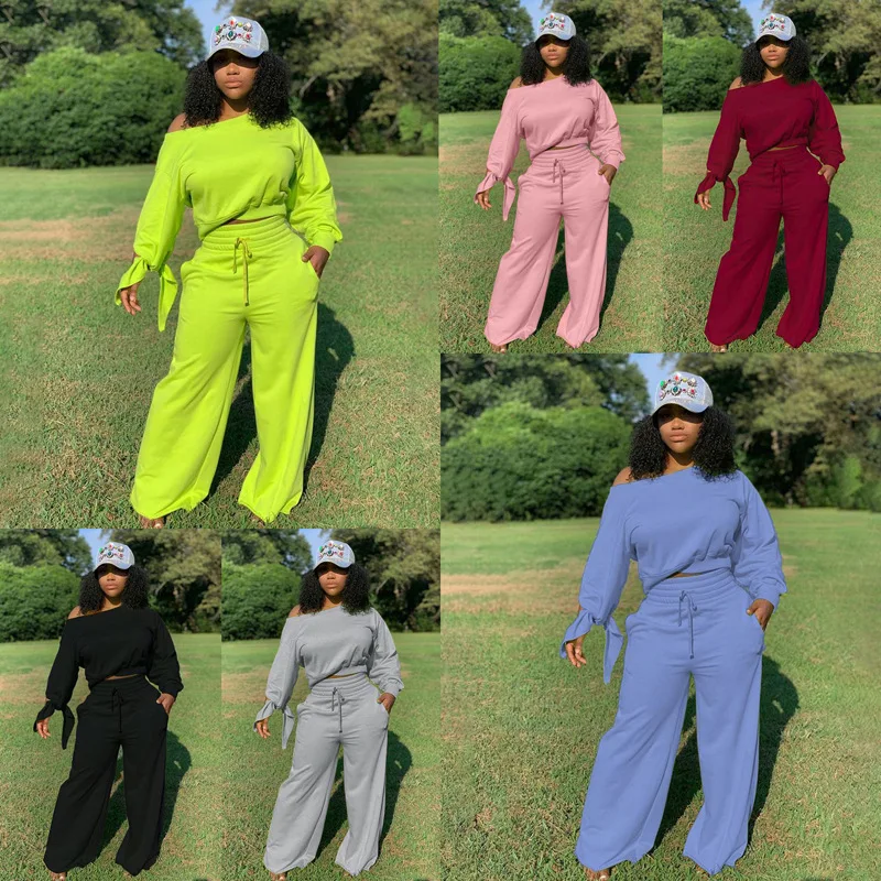 

Women Spaghetti Strap Off Shoulder Tube Top Skinny Pants Set Two Piece Matching Set Tracksuit Split Stacked Leggings Pant Suits
