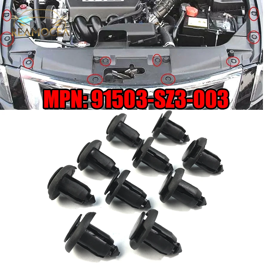 Reamocea 10x Car Bumper Fender Hood Retainer Clip Fastener 91503-SZ3-003 Fit For Honda Accord Civic CR-V Element Odyssey Pilot | Автомобили