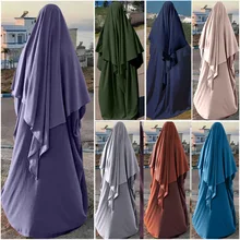 

Eid Prayer Garment Long Khimar Islamic Women Hijab Sleeveless Tops Abaya Jilbab Ramadan Abayas Muslim Arab Clothing Niqab Hijabs