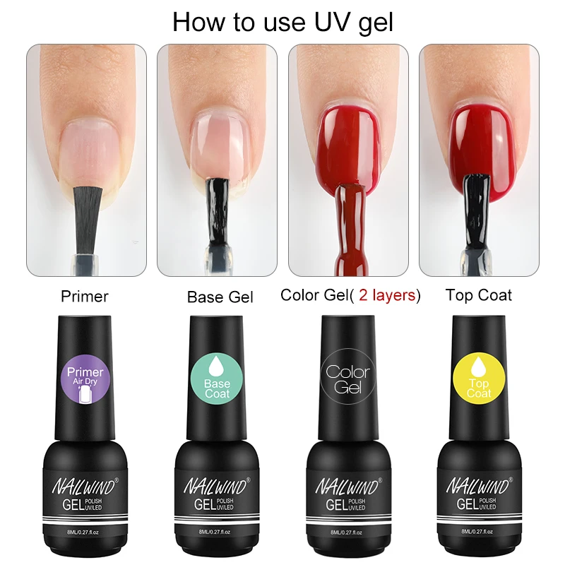 

ROSALIND Base Gel Top Coat Nail Polish Primer 8ML Manicure Nails Art Semi Permanent Protect Nails Surface Lamp LED UV Gel polish