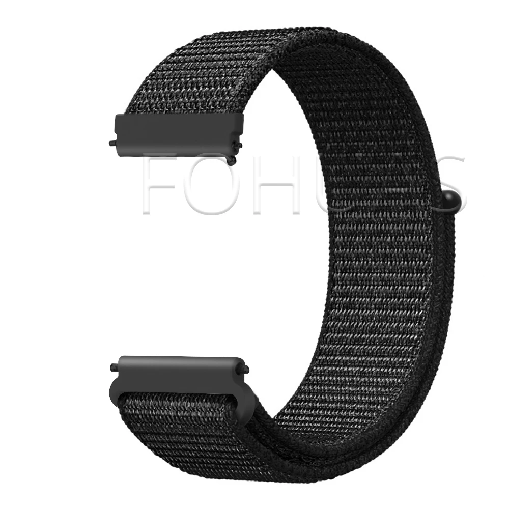Нейлоновый ремешок 20 мм 22 мм для samsung Galaxy Watch 42 мм 46 мм Active gear S3 классический и приграничный ремешок Amazfit Bip HUAWEI WATCH 2 Pro - Цвет ремешка: Dark Black