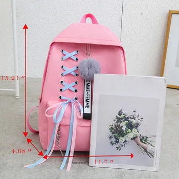 

School Bags for Teenage Solid Backpack Bags For Women 2020 Lace Bow Bundle Backpack Quality Drop shipping
