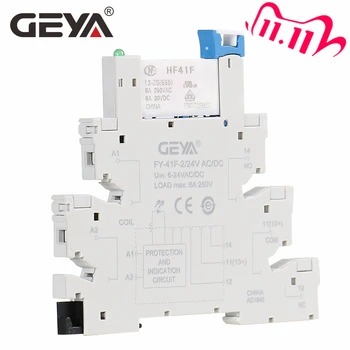 

Free Shipping GEYA Slim Relay Module Protection Circuit 6A Relay 12V or 24V Relay Socket 6.2mm thickness Electromagnetic Relay
