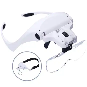 

Eyelash Extension 5 Lens Adjustable Headband Magnifying Glass Magnifier w/ LED Light Lamp Magnifying Glasses For False Lashes