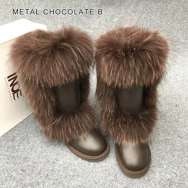 Inoe Mode Vos Bont Schapenvacht Lederen Natuurlijke Wol Bont Gevoerde Hoge  Winter Sneeuw Laarzen Voor Vrouwen Shearling Warme Schoenen Waterdicht -  AliExpress Schoenen