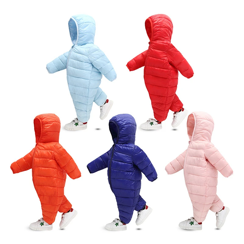 

Warm Down Baby Rompers Thick Hooded Clothes Girl Boys Suit Kids Winter Outdoor Jumpsuit Snow Wear ropa bebe Children Overalls