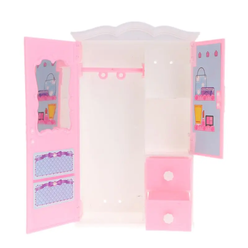 New Closet Toy With Mirror Doll House Princess Bedroom Furniture Wardrobe Accessories For Babie Dolls Toys Gifts GXMB | Игрушки и хобби