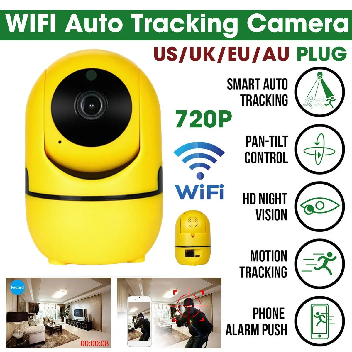

Safurance 720P Cloud Wireless IP Camera WiFi Full HD Night Vision Auto Tracking Camera Indoor Home Security Surveillance Hot