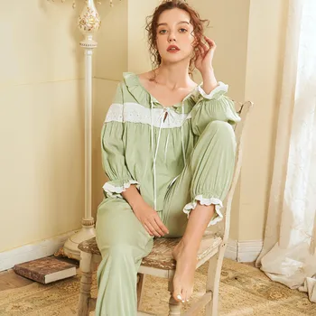 

2pcs/set Summer Cool Turn-down Collar Three Quarter Sleeve Loose Casual Women Sleepwear Sweet Cute Pajamas Ladies Girl Nightwear
