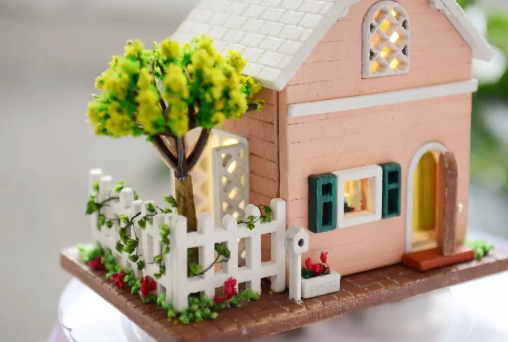 DIY Dollhouse with Handmade Wooden Furniture Decoration Toys Glass Miniature Doll House Wooden Toy for Children Pandora Garden