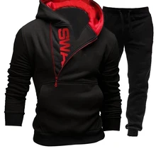 New Men's Tracksuit 2021 Autumn Winter 2 Pieces Set Sweatshirt and Sportspants Outfits Zipper Hoodies Casual Men's Clothing