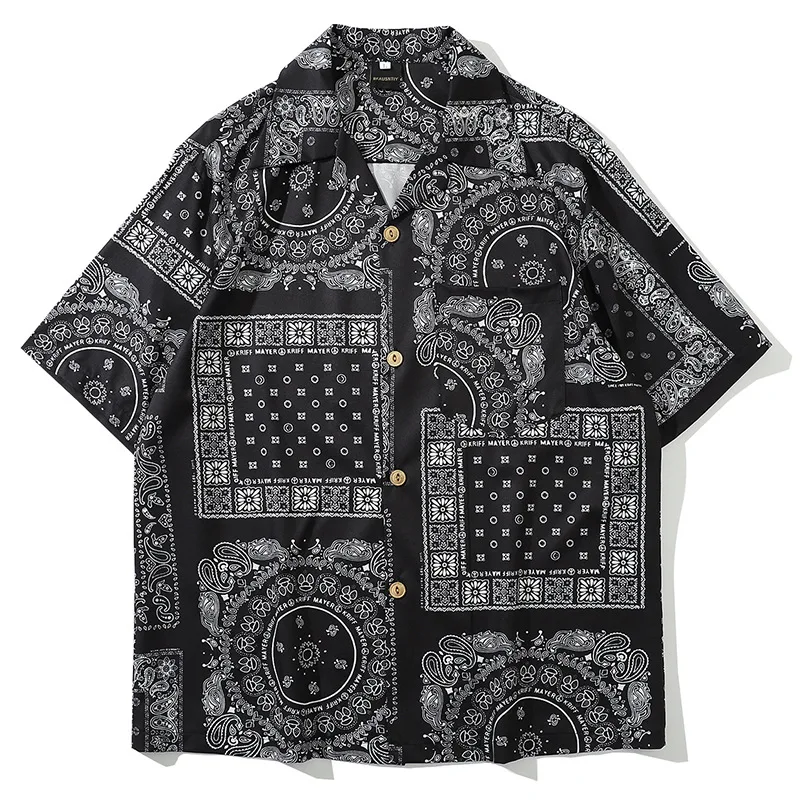 

UNCLEDONJM Fashion Short Sleeve Shirt Men 2020 Summer Hawaii Hip Hop Streetwear Male Short Sleeve Shirt 8008