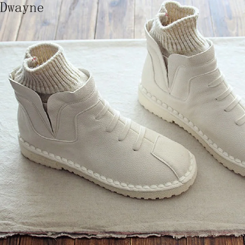 

Wool mouth round head autumn and winter anti-level bottom soft bottom handmade booties and ankle boots women's boots