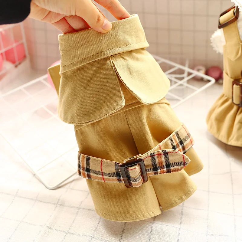 Dog Clothes Spring Autumn Cotton Classic A-line Silhouette WindBreaker Pet Clothing For Dogs Chihuahua British style Dogs Coats