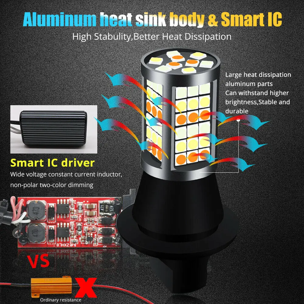 Высокое качество 1156 BAU15S светодиодный светильник CANBUS 54 Вт 81SMD Белый Синий DRL Янтарный указатель поворота