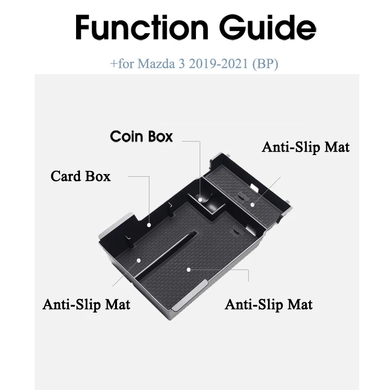 Car Organizer Accessories for Mazda 3 2019 2020 2021 BP Mazda3 Sedan Hatchback Armrest Box Storage Coin Box Card Anti-Slip Mat