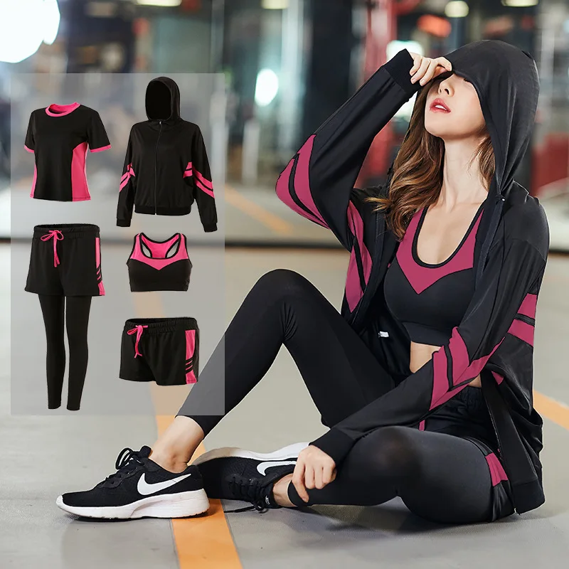 

Women Gym 5 Piece Set Workout Clothes for Sports Bra and Leggings Set Sports Wear for Women Run Clothing Fitness Yoga Set S-4XL
