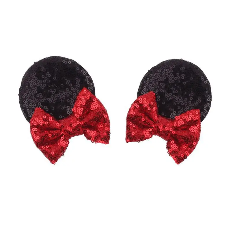 Hair Clips 5 Glitter Hair Bows Hairgrips 1 pair 3" Minnie Ears Sequin Bow Hair Clips For Kids Girls Christmas Party Hair Accessories - Цвет: Hair Clips 5