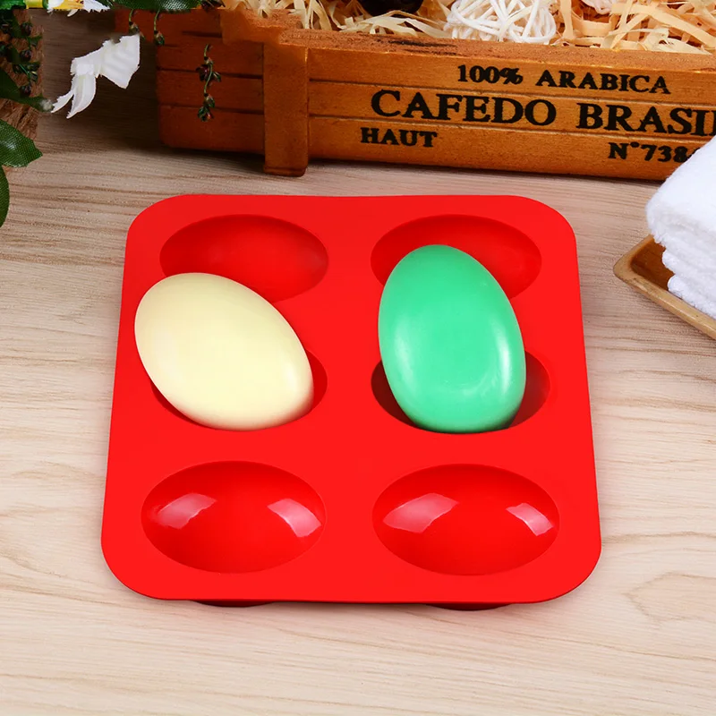 

SJ 6 Cavity Reusable Silicone Soap Mold DIY Home Handmade Craft Soap Making Tool Oval Molds for Soap