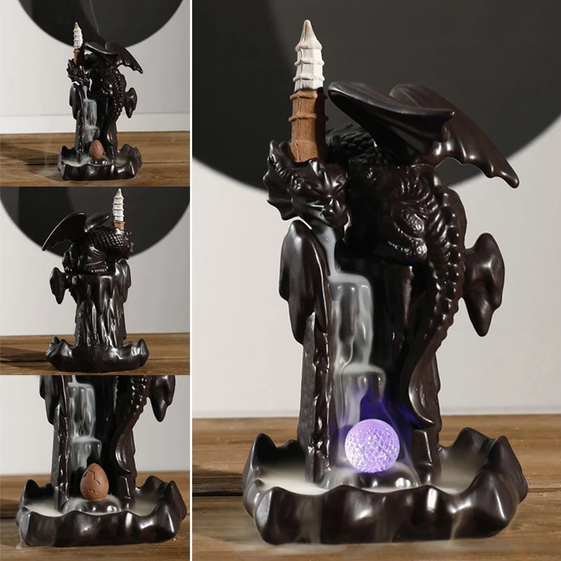 

Hot Ceramic Dragons Backflow Incense Burner Censer Home Decor Incense Holder Religious Censer LSK99