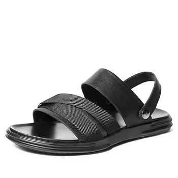 

cowhide Summer Driving Mens Sandals Slippers All-match Casual Sandals Men Fashion Slippers Beach Shoes outdoor anti-skid