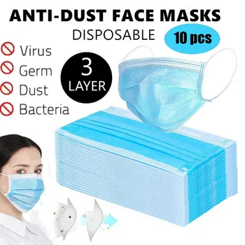 

10pcs/pack Non Woven Disposable Face Respirator Mask 3 Layer Earloop Activated Safe Breathable Carbon Anti-Dust proof Mouth Mask