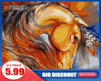 

OPDBN Wall Art Canvas Painting by Number Posters Handpainted Oil Painting Picture for Living Room Home Decor No Frame