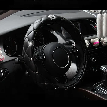 

38cm Luxury Crystal Crown Car Steering Wheel Cover for Kia k7 kx5 mohave niro optima k5 picanto rio 3 k2 k3