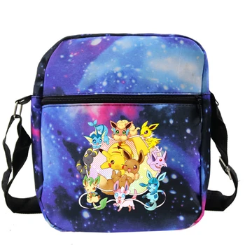 

New Personalized Pokemon Print Messenger Bag Pikachu Eevee Women Men Handbag Kids Small Shoulder Crossbody Bag