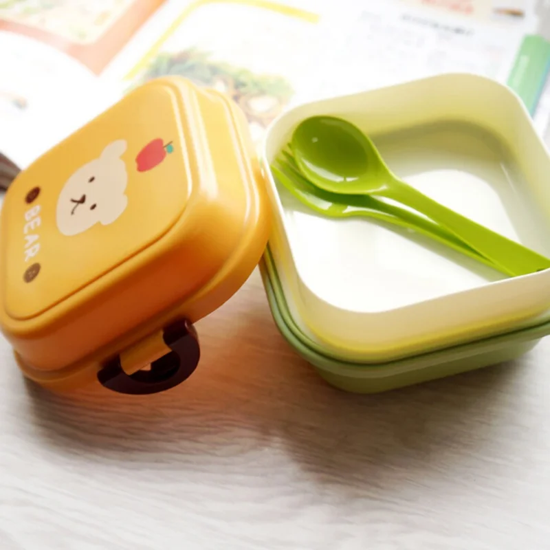 

Household Cute Cartoon Pattern Lunch Box Concise Heat-resistance Plastic Square Shape Lunch Box Lunch Box