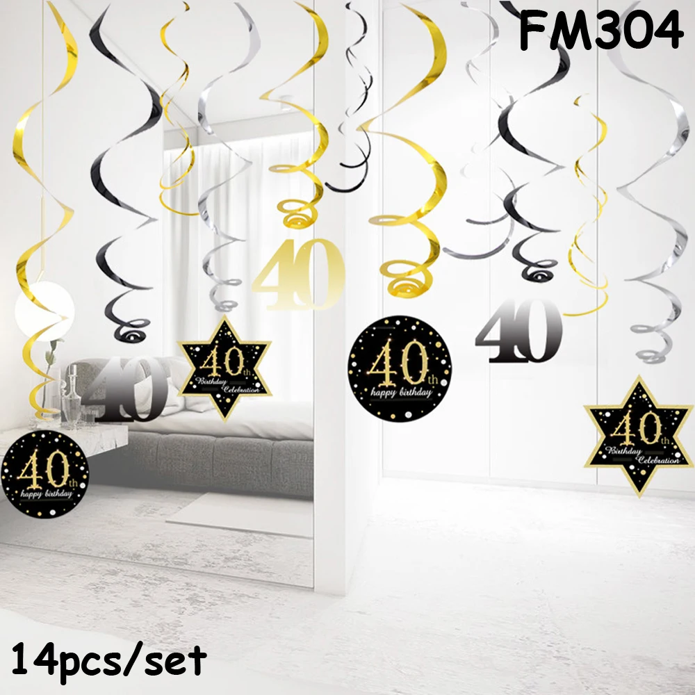 FM304 18th 21th 30th 40th 50th 60th лет спиральный орнамент Юбилей висит завитки из фольги для День рождения украшения поставки - Цвет: FM304