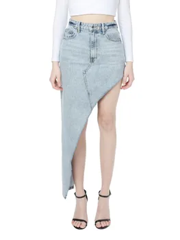 

2020 Asymmetric Fashion Denim Short Skirt Spring Summer New Women Blue Cotton Skirt