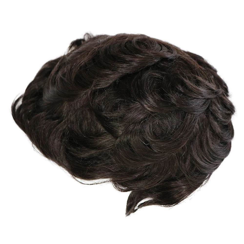 슈퍼 내구성 얇은 남성 가발 100% 인간의 머리카락 회색 검정 1B80 남성 Toupee 자연 헤어 라인 전체 피부 Pu Sytem 모세관 보철물
