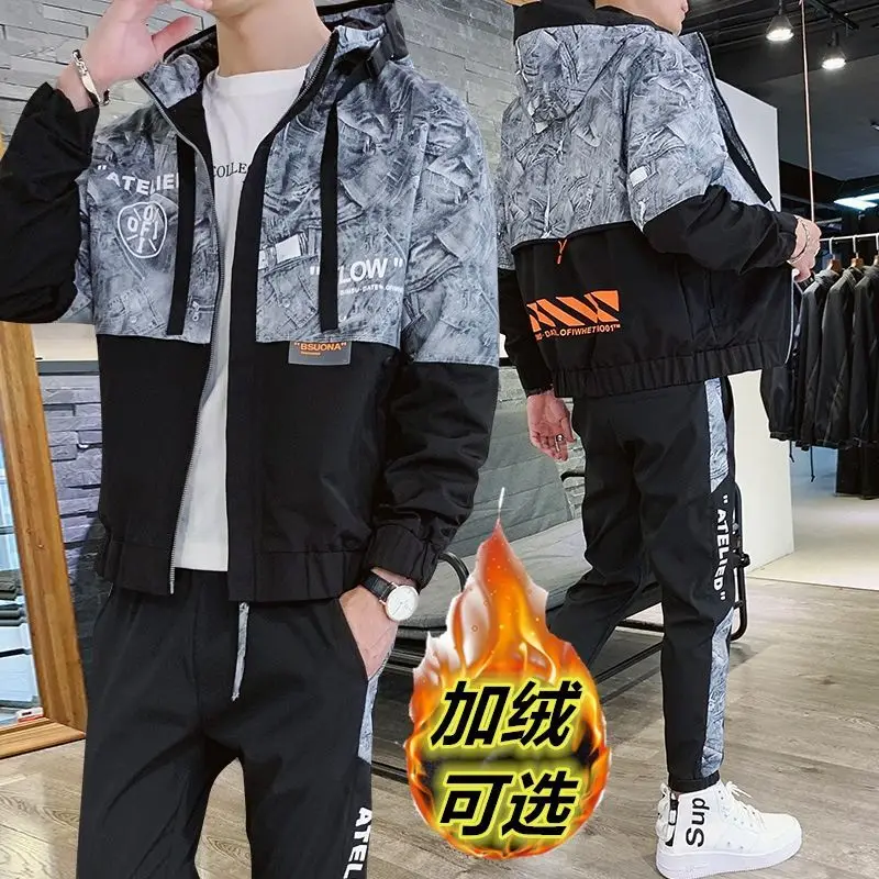 

Cashmere winter men's suit with handsome suit three piece suit 2020 new trend a set of students