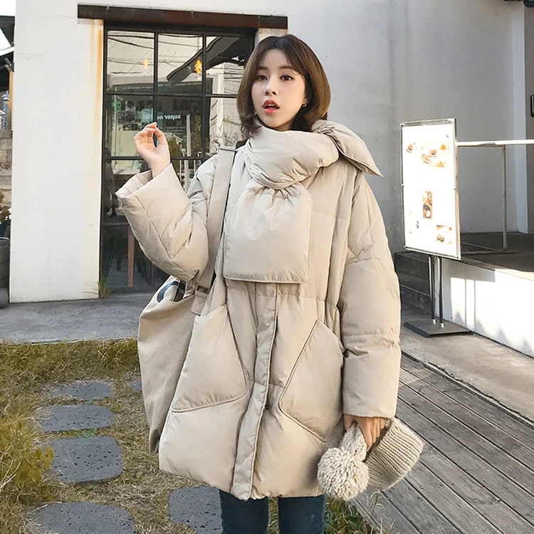 Южная Корея, Dongdaemun, женское платье, пуховое пальто, пуховое пальто, белое, утиный пух, средней длины, модный пуховик для женщин и мужчин