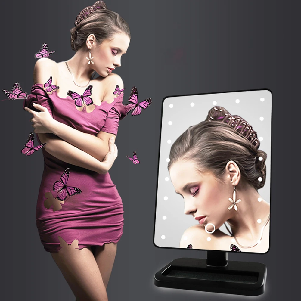 Светодиодный светильник с сенсорным экраном 22 s, зеркало для макияжа, увеличительное зеркало, настольный зеркальный светильник, Вращающийся Регулируемый