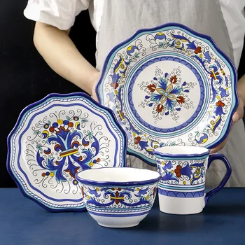 

Tableware Ceramic Dinner Plate Set Dish 8/10 Inch Porcelain Cute Dessert Plate Dinnerware Mug Western Dish Steak Plate