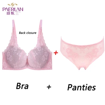 

PAERLAN Comfortable Without Steel Ring Women's Underwear Set Deep V Hollow Sexy Lace Thin Section Pushes Up Lingerie Set